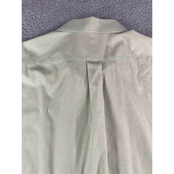 Croft & Barrow Shirt Mens 34 / 35 Button Down 17.5 inch Green Solid Non Iron - Picture 8 of 11